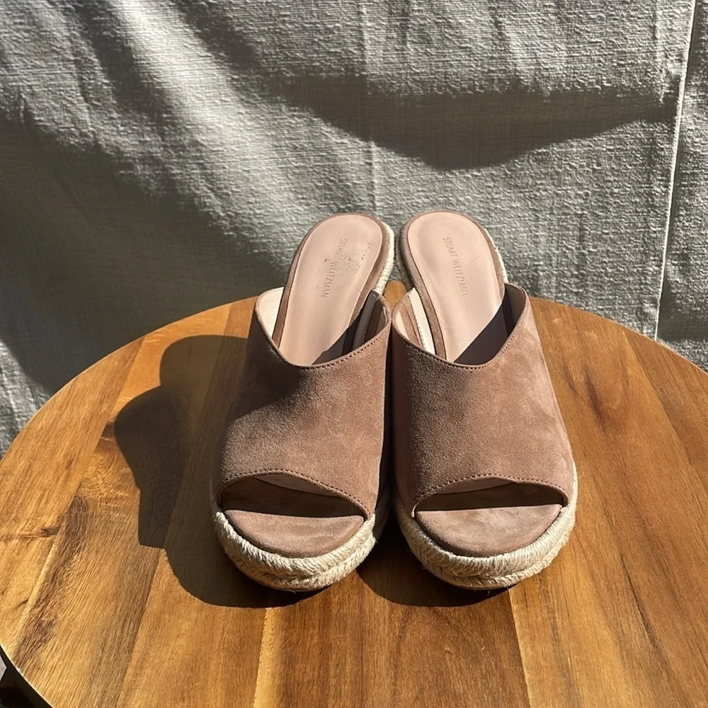 Stuart Weitzman Women’s Wonda Espadrille Wedge Sandal taupe Size 9